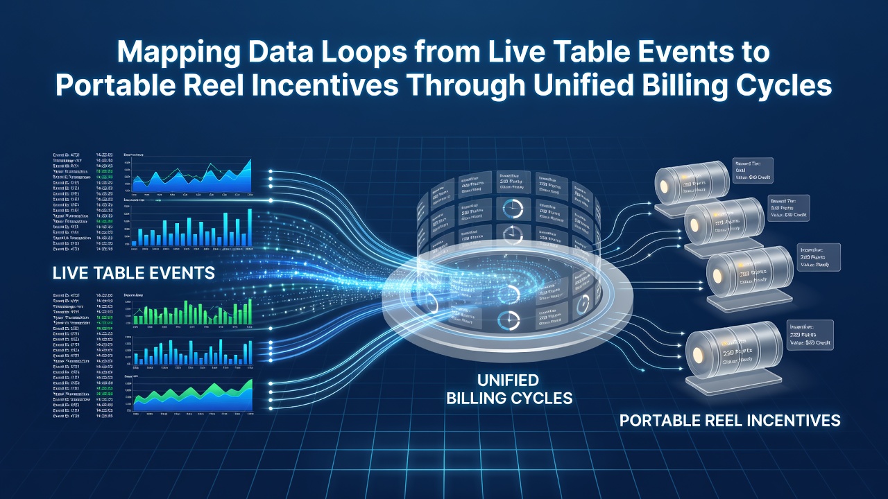 Visualisierung des Datenmappings von Live-Tisch-Events zu portablen Reel-Incentives über einheitliche Abrechnungszyklen