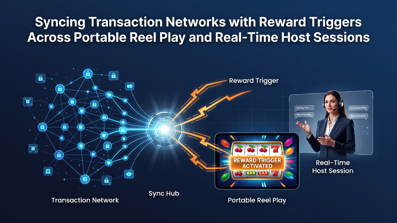 Darstellung der Synchronisation von Transaktionsnetzwerken mit Belohnungstriggern in portablen Reel-Plattformen und Live-Host-Sessions